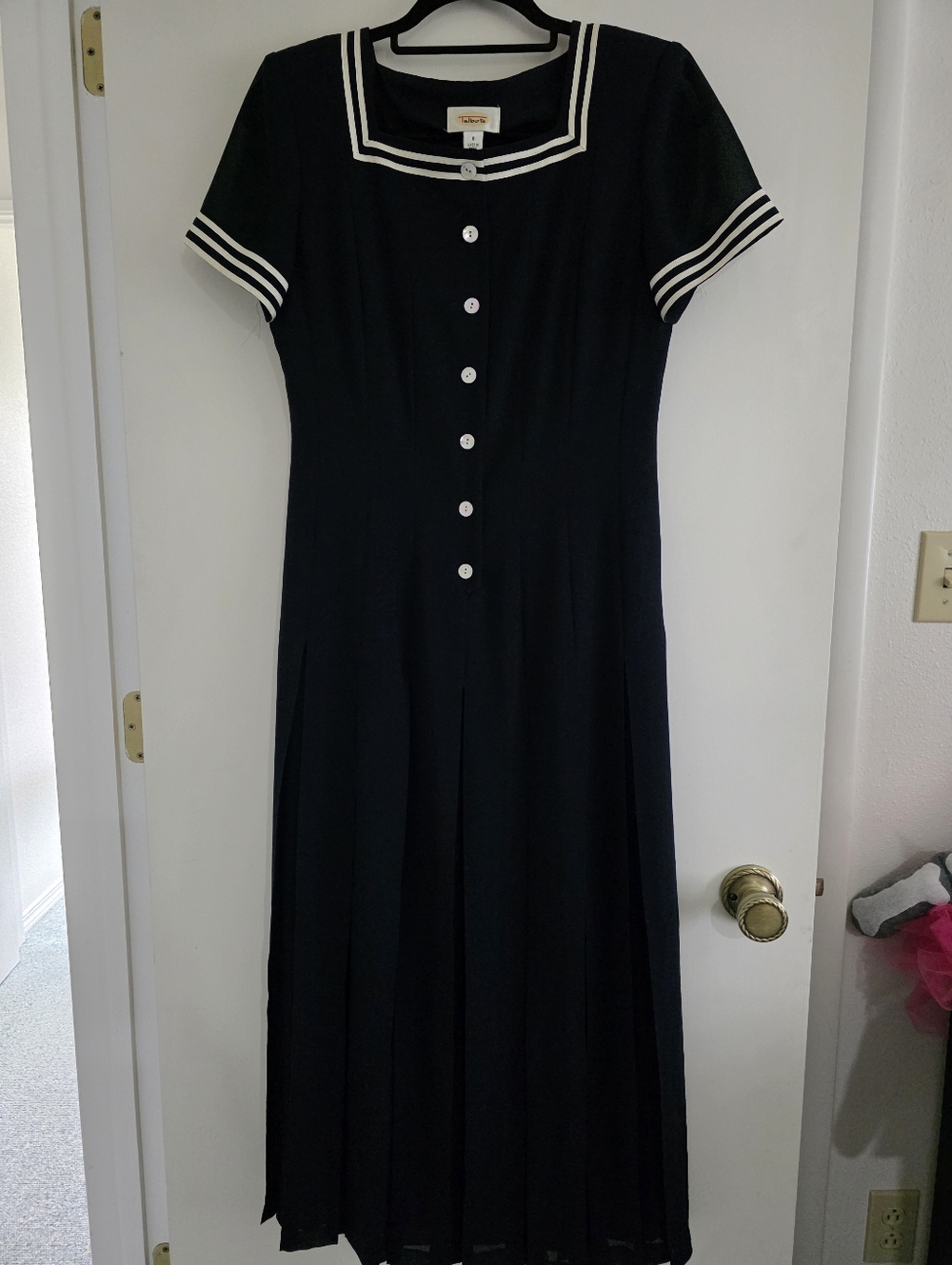 Talbots Navy Dress with Cream Trimmed Sailor Collar